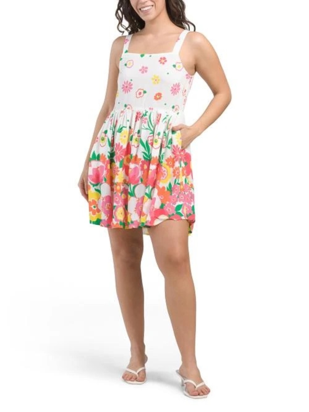 NWT Mister Zimi Sz 8 Sophie Floral Print Mini Summer Dress White Meadow Easter